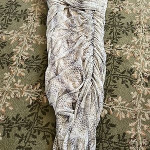 Red Dress ruched snake print bodycon midi dress